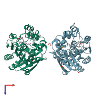 PDB entry 6i5g coloured by chain, top view.