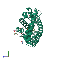 PDB entry 6i61 coloured by chain, side view.