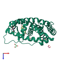 PDB entry 6i61 coloured by chain, top view.