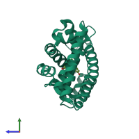 PDB entry 6i62 coloured by chain, side view.