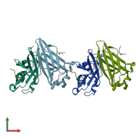 PDB entry 6i68 coloured by chain, front view.