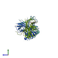 PDB entry 6i68 coloured by chain, side view.
