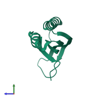 PDB entry 6i69 coloured by chain, side view.