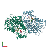 PDB entry 6i6c coloured by chain, front view.