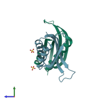 PDB entry 6i6i coloured by chain, side view.