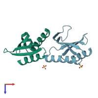 PDB entry 6i6i coloured by chain, top view.