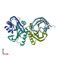 PDB entry 6i6o coloured by chain, front view.