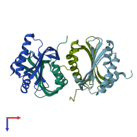 PDB entry 6i6o coloured by chain, top view.