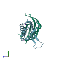 PDB entry 6i6s coloured by chain, side view.