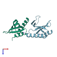 PDB entry 6i6s coloured by chain, top view.