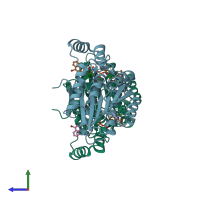 PDB entry 6i6t coloured by chain, side view.