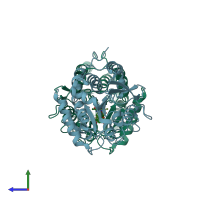 PDB entry 6i6z coloured by chain, side view.