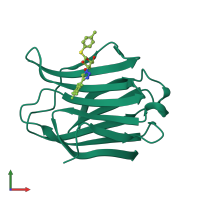 PDB entry 6i74 coloured by chain, front view.