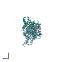 PDB entry 6i7g coloured by chain, side view.