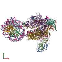 PDB entry 6i84 coloured by chain, front view.