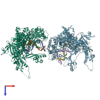 PDB entry 6i8a coloured by chain, top view.