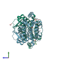 PDB entry 6i8d coloured by chain, side view.