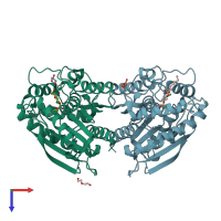 PDB entry 6i8d coloured by chain, top view.