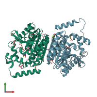 PDB entry 6i8f coloured by chain, front view.