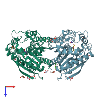 PDB entry 6i8f coloured by chain, top view.