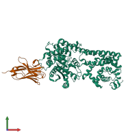 PDB entry 6i8g coloured by chain, front view.