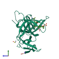 PDB entry 6i8y coloured by chain, side view.