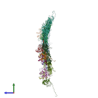 PDB entry 6i9e coloured by chain, side view.