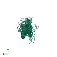 PDB entry 6i9h coloured by chain, ensemble of 18 models, side view.