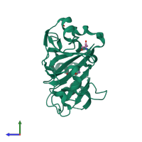 PDB entry 6i9n coloured by chain, side view.