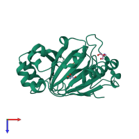 PDB entry 6i9n coloured by chain, top view.