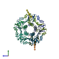 PDB entry 6ial coloured by chain, side view.