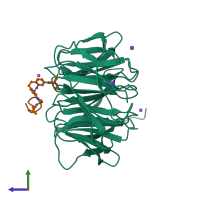 PDB entry 6iam coloured by chain, side view.
