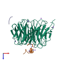 PDB entry 6iam coloured by chain, top view.