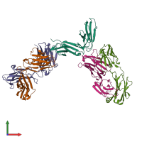 PDB entry 6iap coloured by chain, front view.