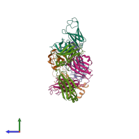 PDB entry 6iap coloured by chain, side view.