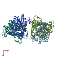 PDB entry 6iaq coloured by chain, top view.