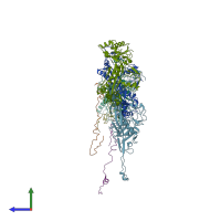 PDB entry 6iat coloured by chain, side view.