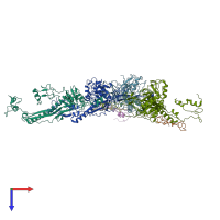 PDB entry 6iat coloured by chain, top view.