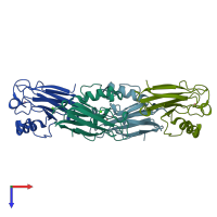 PDB entry 6iav coloured by chain, top view.