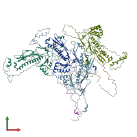 PDB entry 6ib1 coloured by chain, front view.