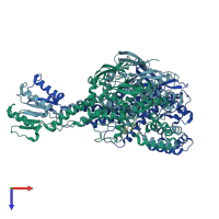 PDB entry 6ibg coloured by chain, top view.