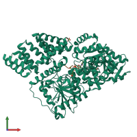 PDB entry 6ibo coloured by chain, front view.