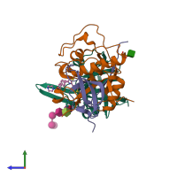 PDB entry 6ic5 coloured by chain, side view.