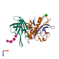 PDB entry 6ic5 coloured by chain, top view.