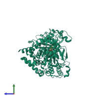 PDB entry 6ici coloured by chain, side view.