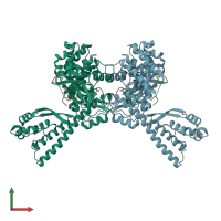 PDB entry 6icv coloured by chain, front view.