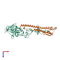 PDB entry 6icx coloured by chain, top view.