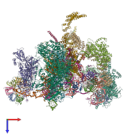 PDB entry 6id1 coloured by chain, top view.