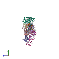 PDB entry 6id4 coloured by chain, side view.