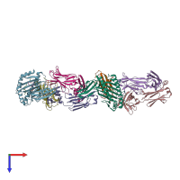 PDB entry 6id4 coloured by chain, top view.